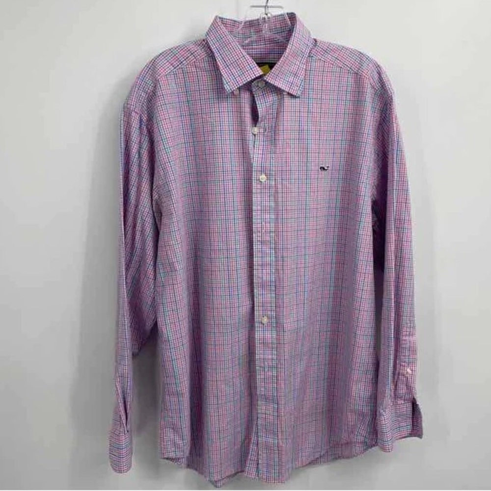 Vineyard‎ Vines Large 100% Cotton Long Sleeve Whale Button Down Shirt Gingham